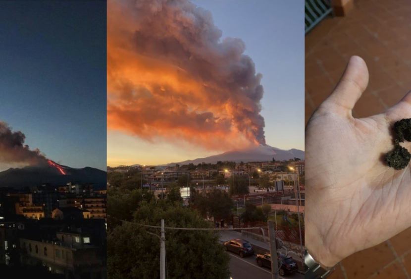 Catania: l’Etna dà spettacolo e dal cielo piove materiale piroplastico