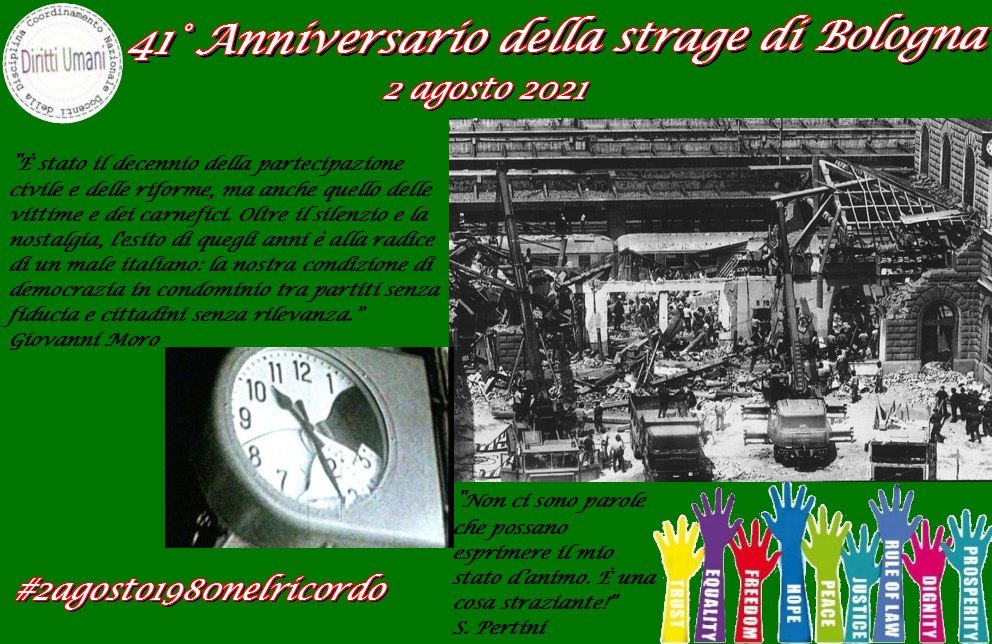 2 agosto 2021: 41esimo anniversario della strage di Bologna