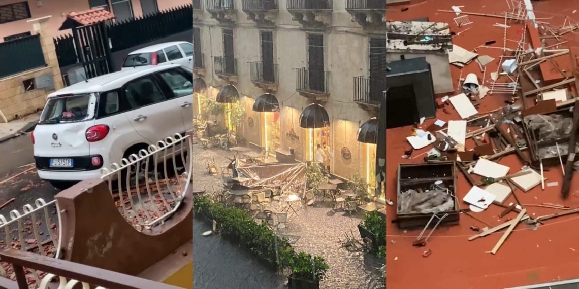 A Catania si imbatte una tromba d’aria: ingenti danni in tutto il territorio