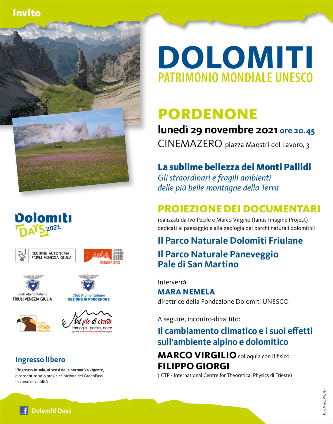 Cinemazero: serata dedicata ai documentari sulle Dolomiti UNESCO