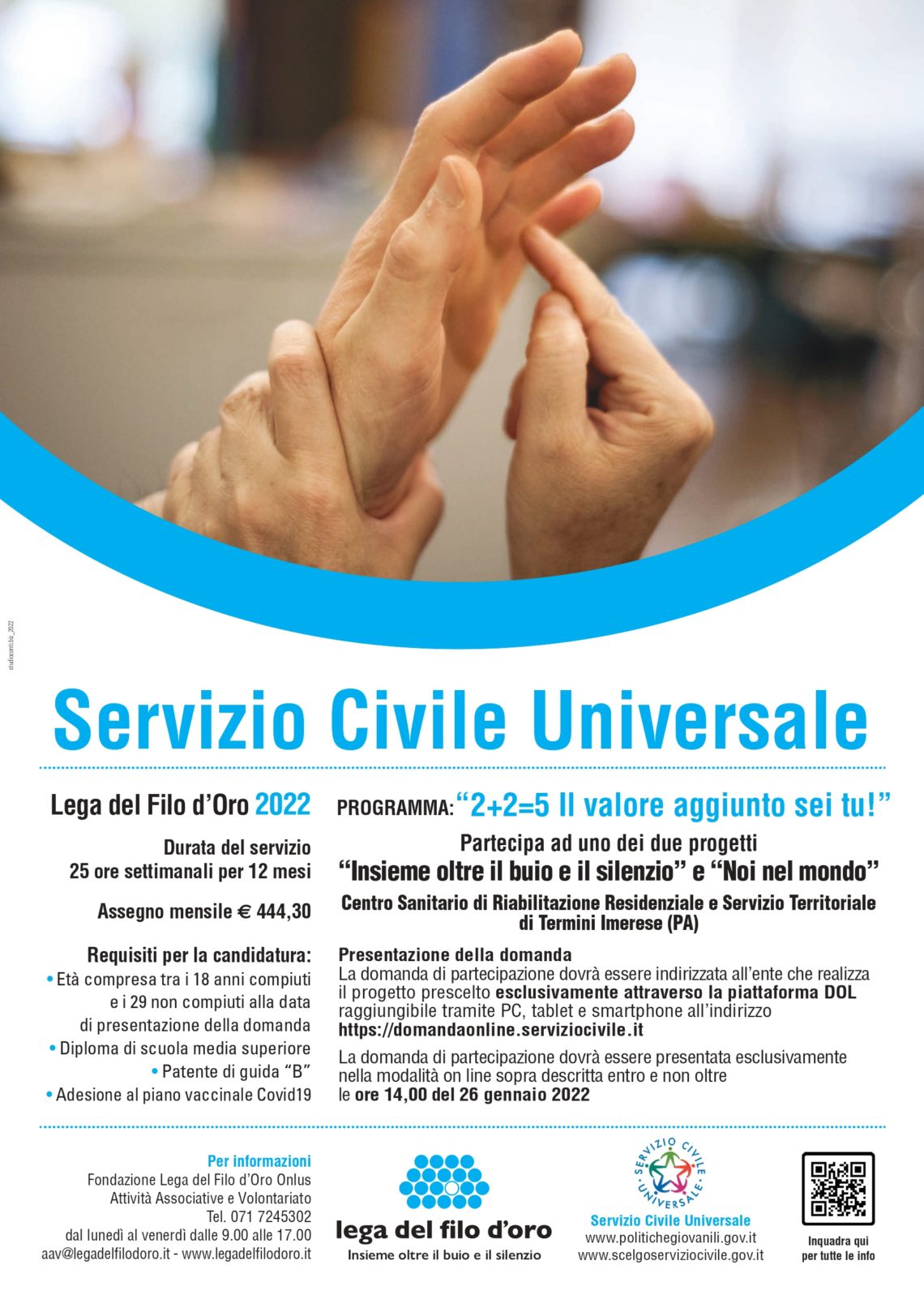Servizio Civile Universale: aperte in Sicilia le iscrizioni per diventare volontari della Lega del Filo d’Oro.