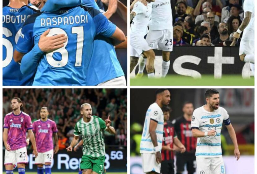 Champions League: Napoli inarrestabile, pareggio Inter, male Juve e Milan