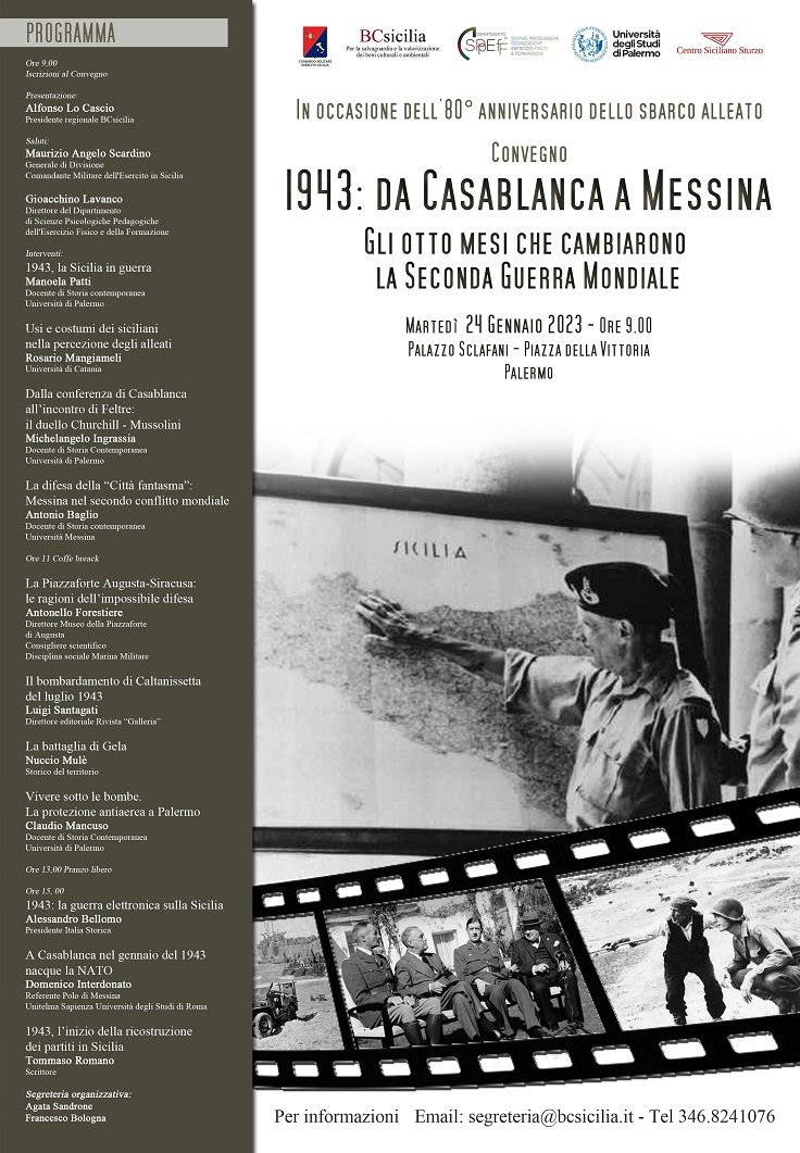 Palermo, convegno “1943: da Casablanca a Messina. Gli otto mesi che cambiarono la Seconda Guerra Mondiale”