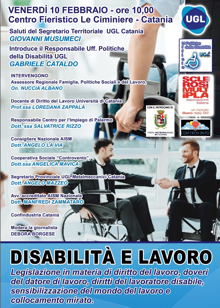 Venerdì 10 mattina a “Le Ciminiere” di Catania convegno su lavoro e disabilità