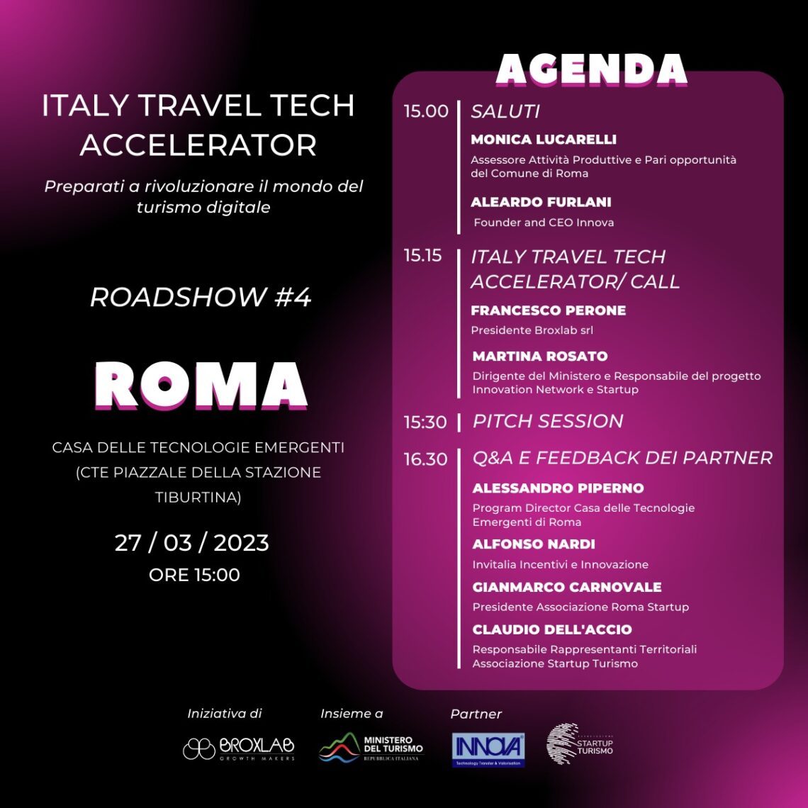 Innovazione, fa tappa a Roma il roadshow di Italy Travel Tech Accelerator