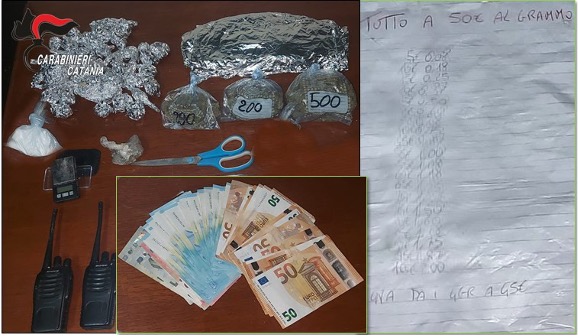 Catania, un supermarket della droga nella cantina del palazzo: due arresti e una denuncia