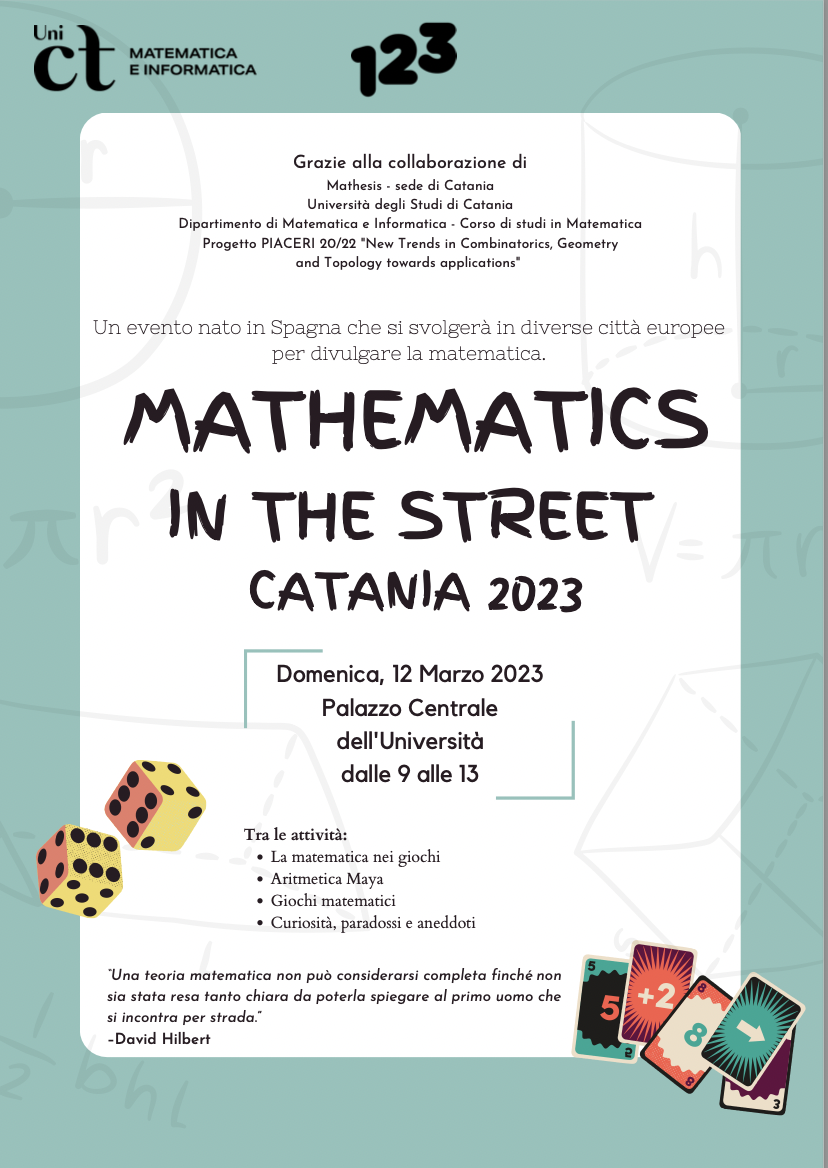 Giochi, curiosità, paradossi: domenica mattina “Mathematics in the street”