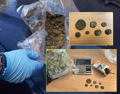 Bronte: due arrestati con cocaina, marijuana e monete antiche