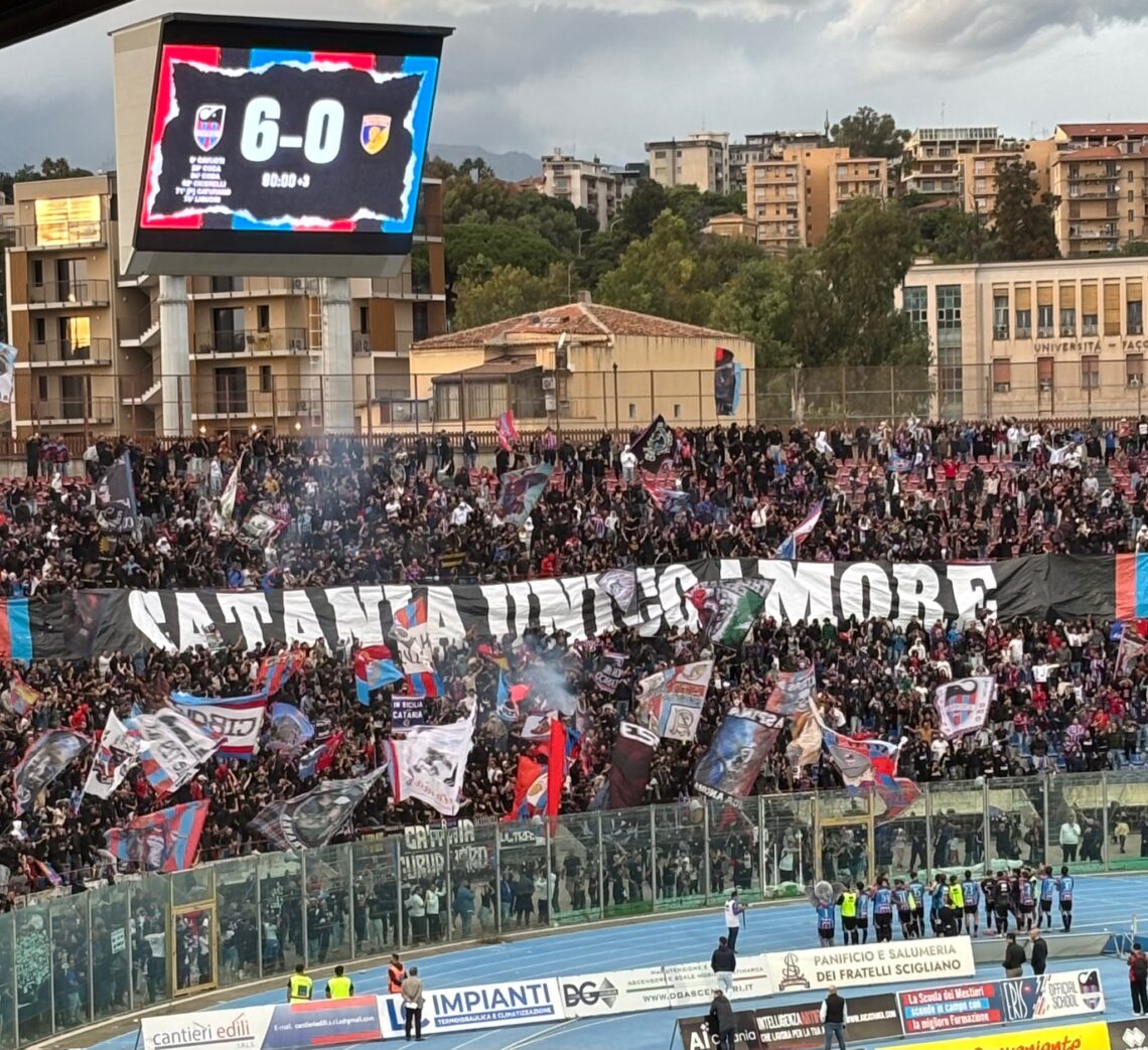 Catania, domenica da incorniciare: Giugliano travolto 6-0 e “Massimino” in festa